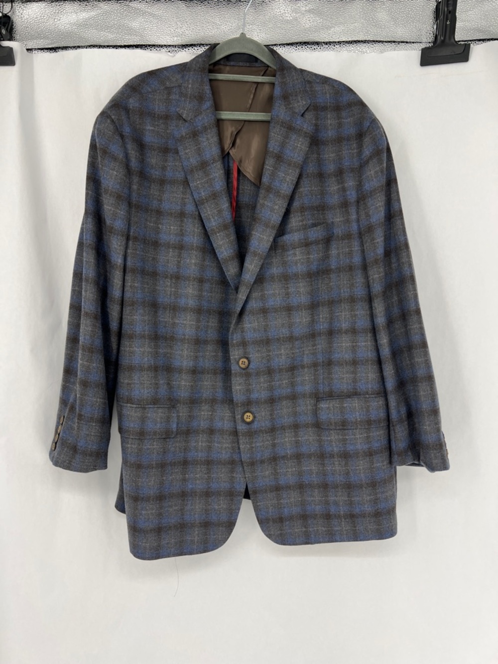 Reds 1865 Blue and Gray Plaid Sport Coat - Two-Button Notch Lapel